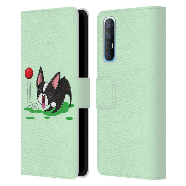 Grace Illustration Dogs Boston Terrier Leather Book Wallet Case Cover For OPPO Find X2 Neo 5G