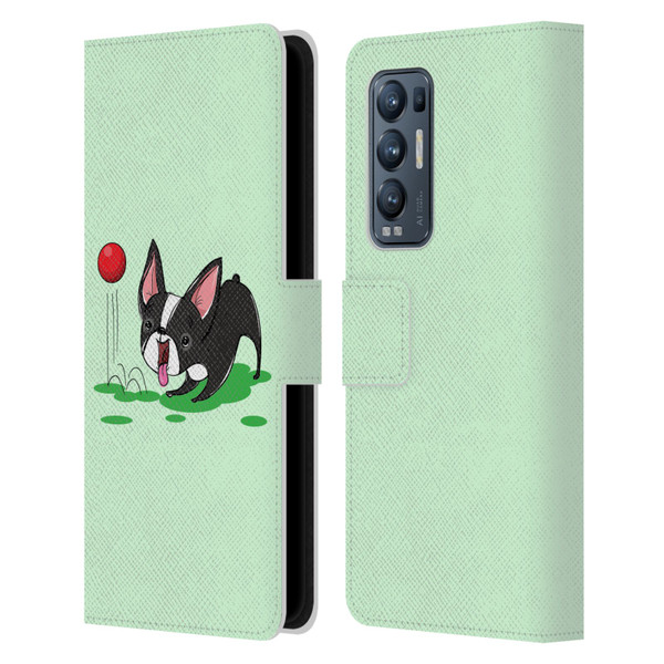 Grace Illustration Dogs Boston Terrier Leather Book Wallet Case Cover For OPPO Find X3 Neo / Reno5 Pro+ 5G