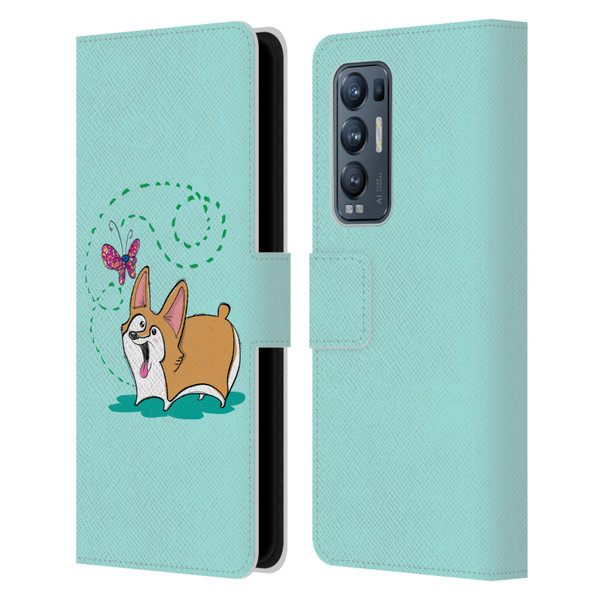 Grace Illustration Dogs Corgi Leather Book Wallet Case Cover For OPPO Find X3 Neo / Reno5 Pro+ 5G