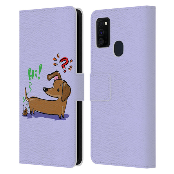 Grace Illustration Dogs Dachshund Leather Book Wallet Case Cover For Samsung Galaxy M30s (2019)/M21 (2020)