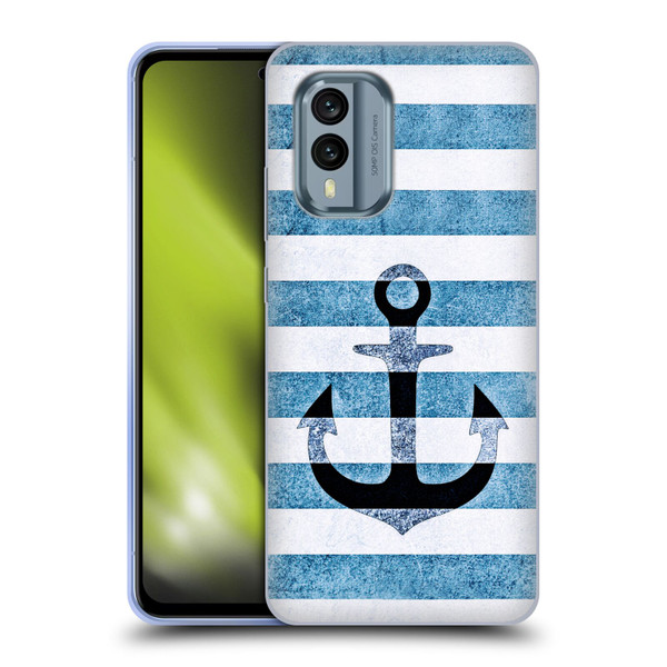 Monika Strigel Vintage Anchors Indigo Soft Gel Case for Nokia X30
