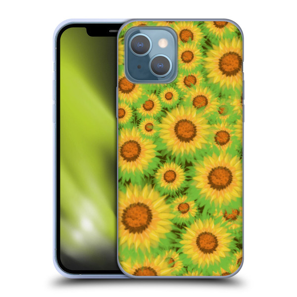 Grace Illustration Lovely Floral Sunflower Soft Gel Case for Apple iPhone 13