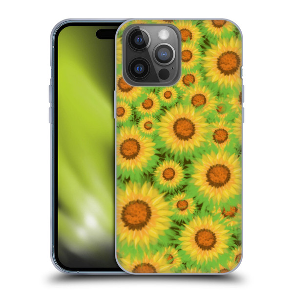 Grace Illustration Lovely Floral Sunflower Soft Gel Case for Apple iPhone 14 Pro Max