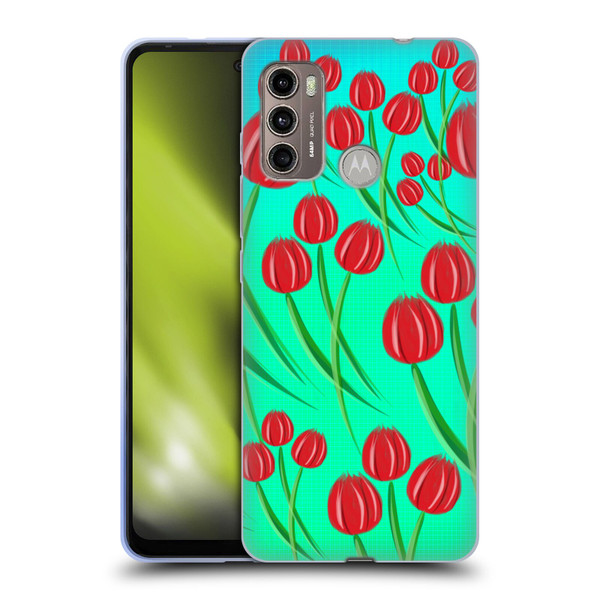 Grace Illustration Lovely Floral Red Tulips Soft Gel Case for Motorola Moto G60 / Moto G40 Fusion