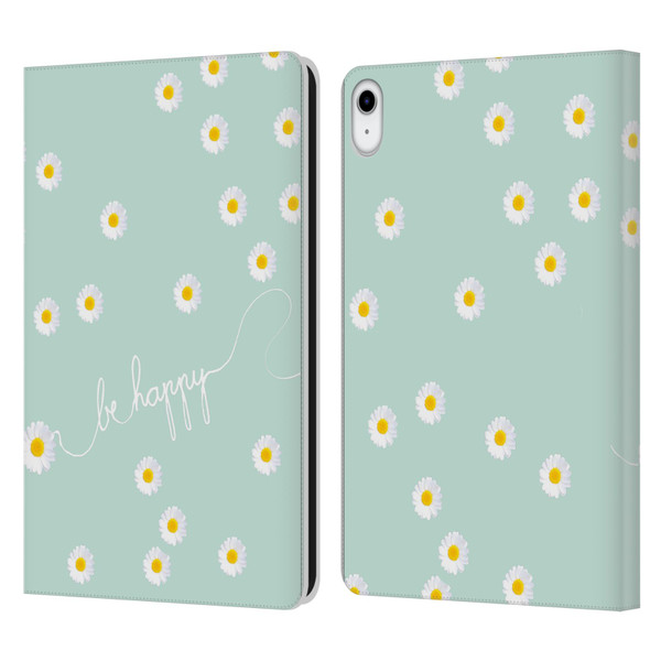 Monika Strigel Happy Daisy Mint Leather Book Wallet Case Cover For Apple iPad 10.9 (2022)