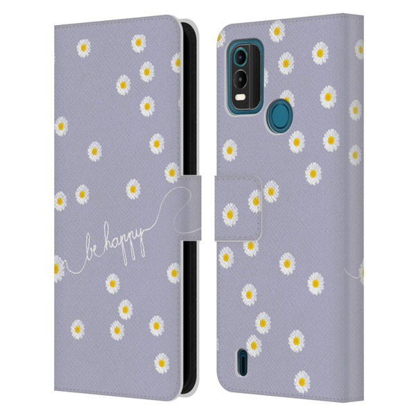 Monika Strigel Happy Daisy Lavender Leather Book Wallet Case Cover For Nokia G11 Plus