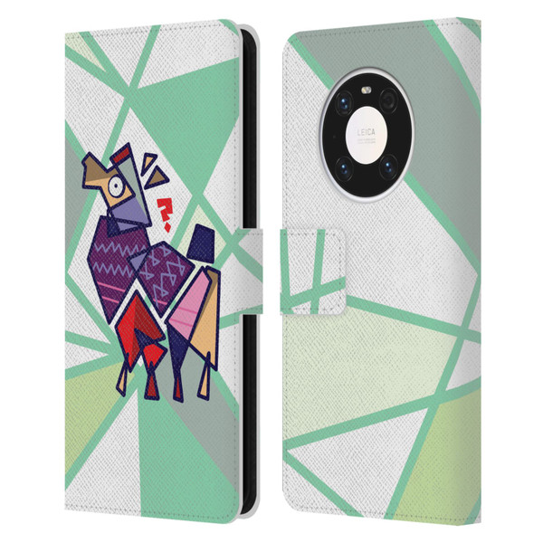 Grace Illustration Llama Cubist Leather Book Wallet Case Cover For Huawei Mate 40 Pro 5G