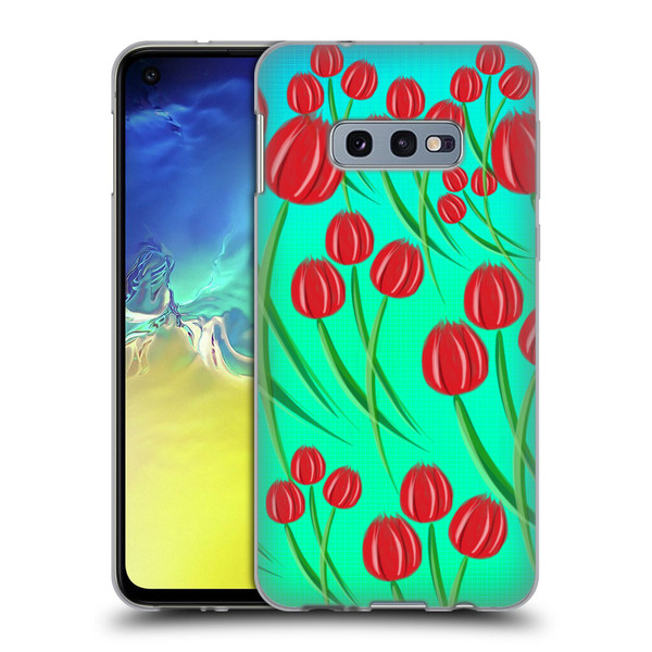 Grace Illustration Lovely Floral Red Tulips Soft Gel Case for Samsung Galaxy S10e