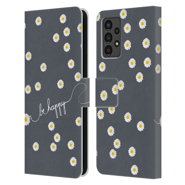 Monika Strigel Happy Daisy Grey Leather Book Wallet Case Cover For Samsung Galaxy A13 (2022)