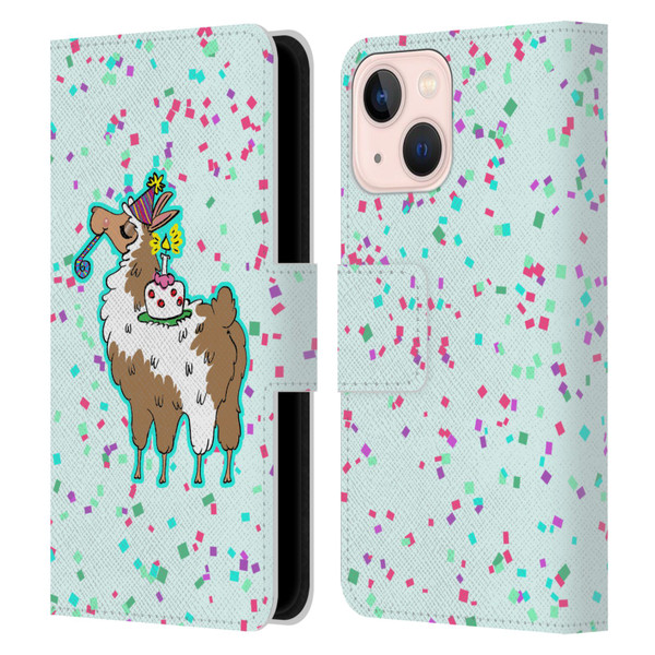Grace Illustration Llama Birthday Leather Book Wallet Case Cover For Apple iPhone 13 Mini