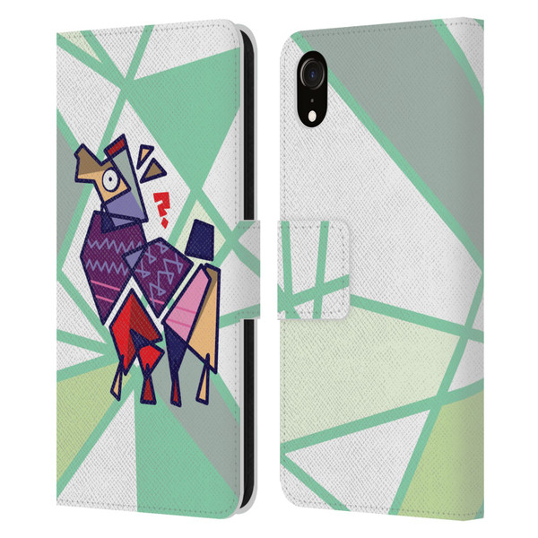Grace Illustration Llama Cubist Leather Book Wallet Case Cover For Apple iPhone XR