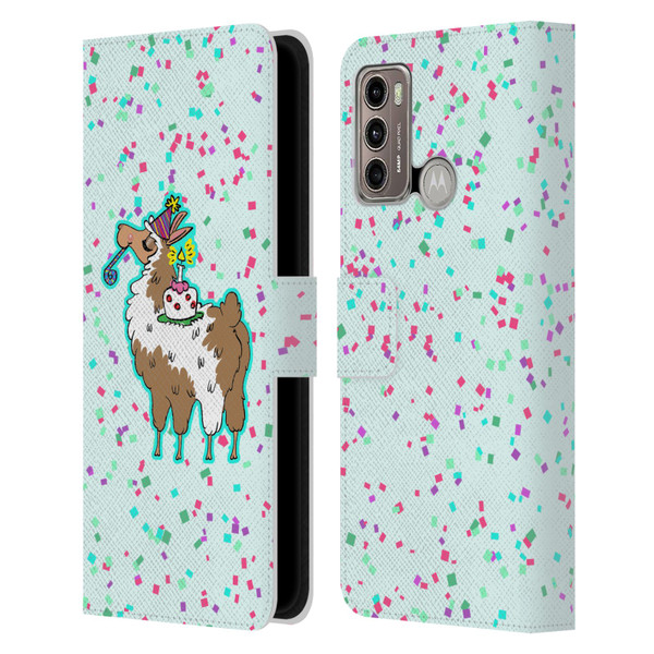 Grace Illustration Llama Birthday Leather Book Wallet Case Cover For Motorola Moto G60 / Moto G40 Fusion