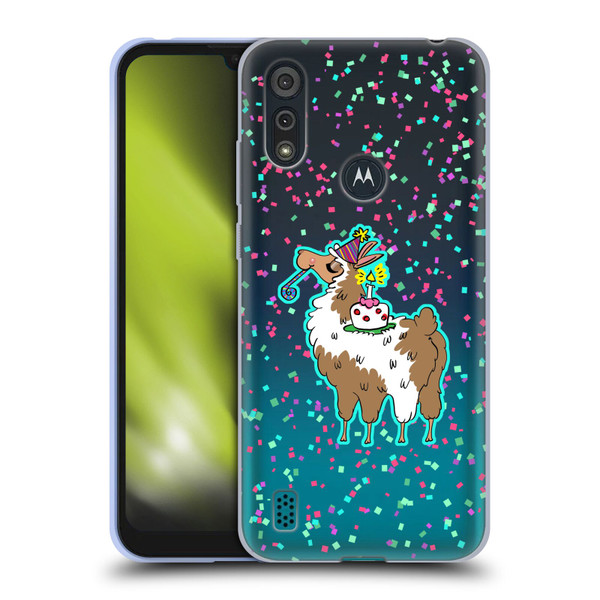 Grace Illustration Llama Birthday Soft Gel Case for Motorola Moto E6s (2020)