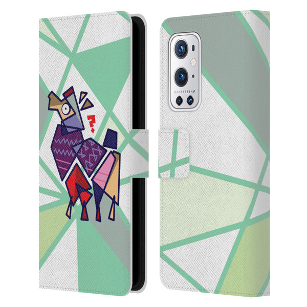 Grace Illustration Llama Cubist Leather Book Wallet Case Cover For OnePlus 9 Pro