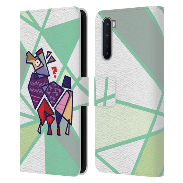 Grace Illustration Llama Cubist Leather Book Wallet Case Cover For OnePlus Nord 5G