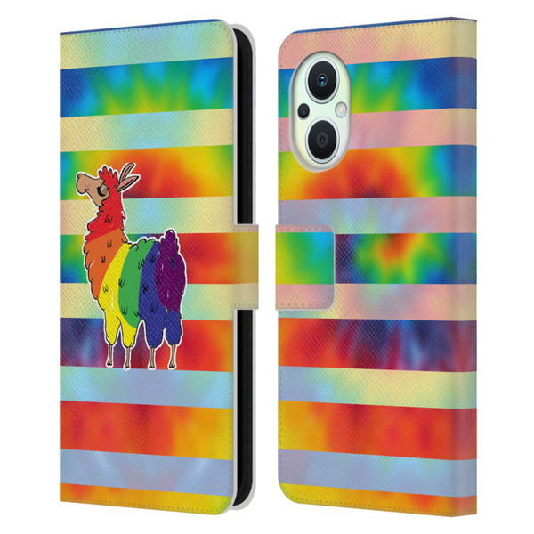 Grace Illustration Llama Pride Leather Book Wallet Case Cover For OPPO Reno8 Lite