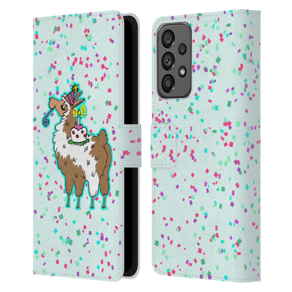 Grace Illustration Llama Birthday Leather Book Wallet Case Cover For Samsung Galaxy A73 5G (2022)
