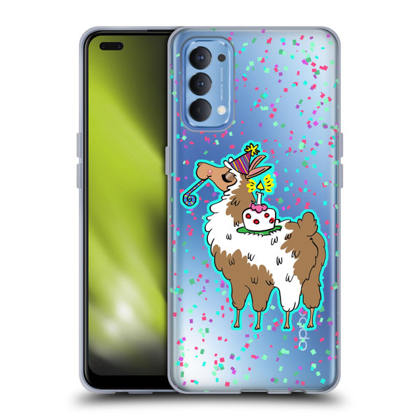 Grace Illustration Llama Birthday Soft Gel Case for OPPO Reno 4 5G