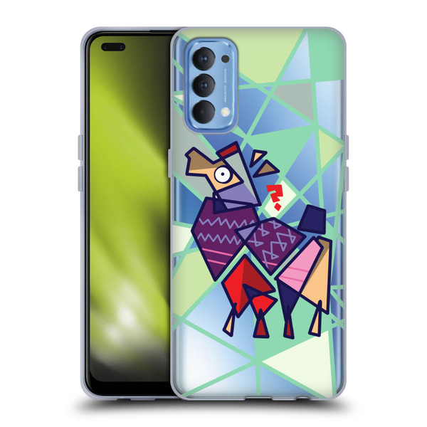 Grace Illustration Llama Cubist Soft Gel Case for OPPO Reno 4 5G