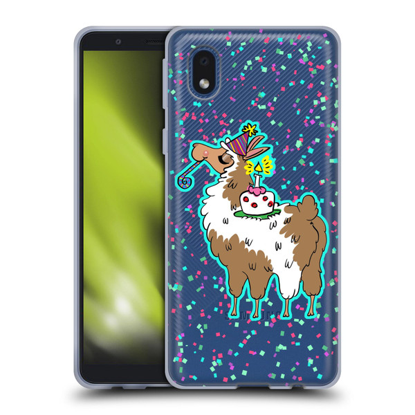 Grace Illustration Llama Birthday Soft Gel Case for Samsung Galaxy A01 Core (2020)
