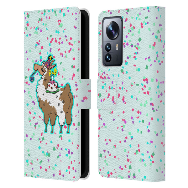 Grace Illustration Llama Birthday Leather Book Wallet Case Cover For Xiaomi 12 Pro