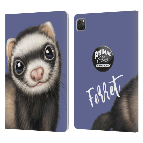 Animal Club International Faces Ferret Leather Book Wallet Case Cover For Apple iPad Pro 11 2020 / 2021 / 2022