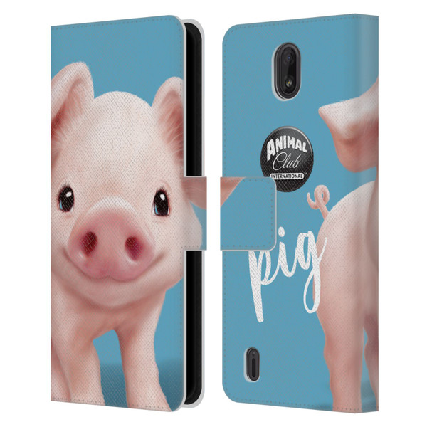 Animal Club International Faces Pig Leather Book Wallet Case Cover For Nokia C01 Plus/C1 2nd Edition