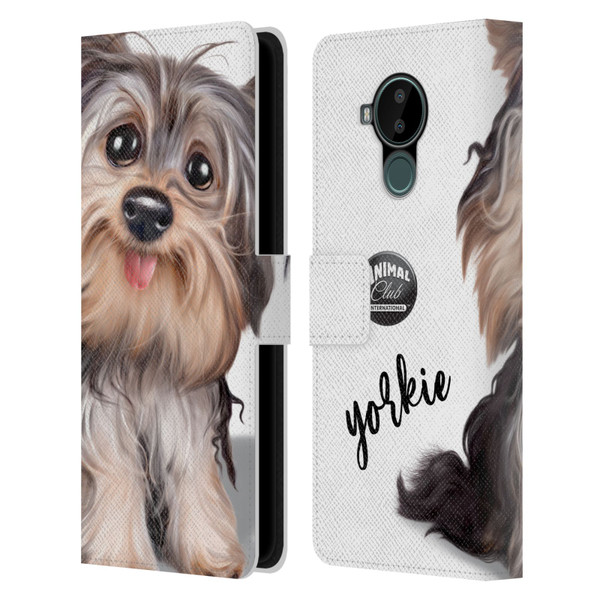 Animal Club International Faces Yorkie Leather Book Wallet Case Cover For Nokia C30