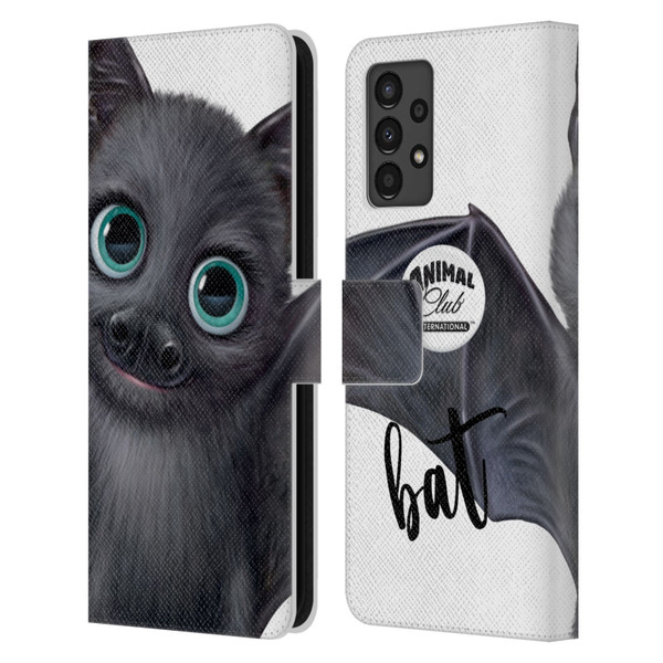 Animal Club International Faces Bat Leather Book Wallet Case Cover For Samsung Galaxy A13 (2022)