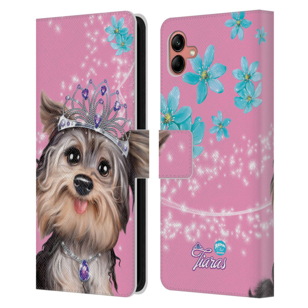 Animal Club International Royal Faces Yorkie Leather Book Wallet Case Cover For Samsung Galaxy A04 (2022)