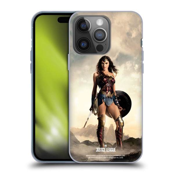 Justice League Movie Character Posters Wonder Woman Soft Gel Case for Apple iPhone 14 Pro