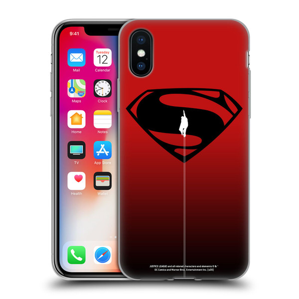 Justice League Movie Superman Logo Art Red And Black Flight Soft Gel Case for Apple iPhone X / iPhone XS