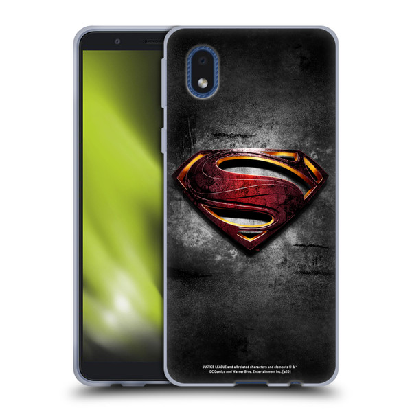 Justice League Movie Superman Logo Art Man Of Steel Soft Gel Case for Samsung Galaxy A01 Core (2020)