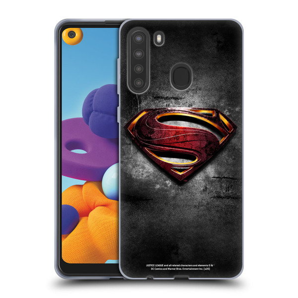 Justice League Movie Superman Logo Art Man Of Steel Soft Gel Case for Samsung Galaxy A21 (2020)