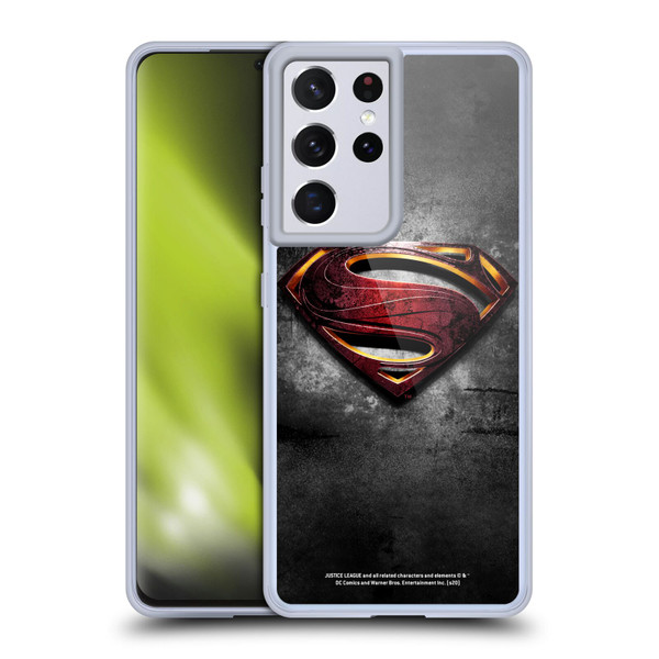 Justice League Movie Superman Logo Art Man Of Steel Soft Gel Case for Samsung Galaxy S21 Ultra 5G