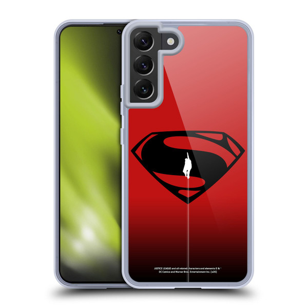 Justice League Movie Superman Logo Art Red And Black Flight Soft Gel Case for Samsung Galaxy S22+ 5G