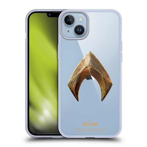 Justice League Movie Logos Aquaman Soft Gel Case for Apple iPhone 14 Plus