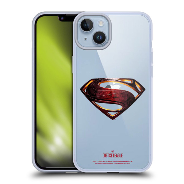 Justice League Movie Logos Superman Soft Gel Case for Apple iPhone 14 Plus