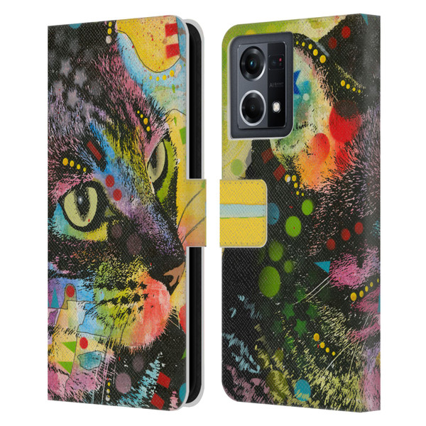 Dean Russo Cats Napy Leather Book Wallet Case Cover For OPPO Reno8 4G