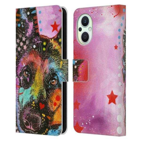 Dean Russo Dogs German Shepherd Leather Book Wallet Case Cover For OPPO Reno8 Lite