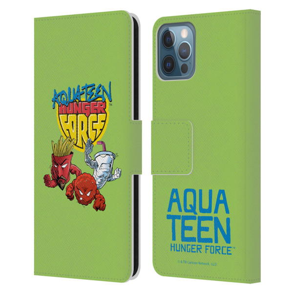 Aqua Teen Hunger Force Graphics Group Leather Book Wallet Case Cover For Apple iPhone 12 / iPhone 12 Pro