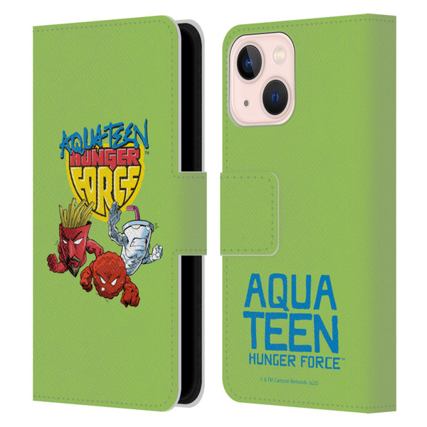 Aqua Teen Hunger Force Graphics Group Leather Book Wallet Case Cover For Apple iPhone 13 Mini