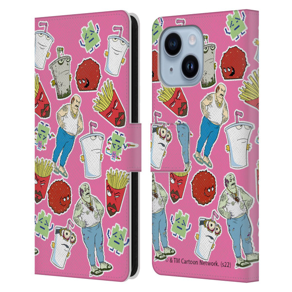 Aqua Teen Hunger Force Graphics Icons Leather Book Wallet Case Cover For Apple iPhone 14 Plus