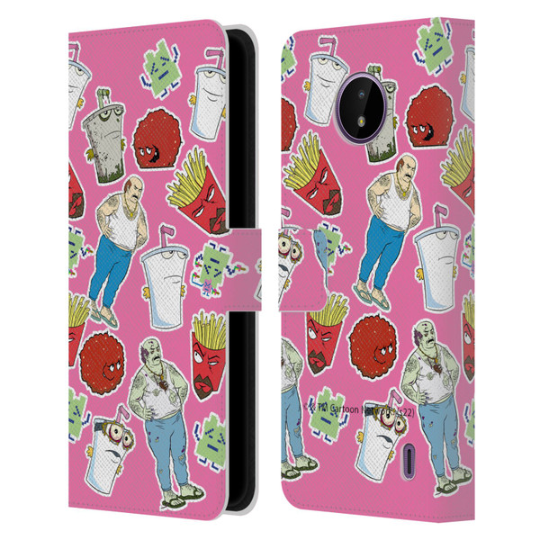 Aqua Teen Hunger Force Graphics Icons Leather Book Wallet Case Cover For Nokia C10 / C20