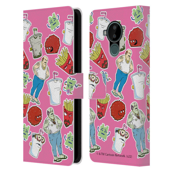 Aqua Teen Hunger Force Graphics Icons Leather Book Wallet Case Cover For Nokia C30