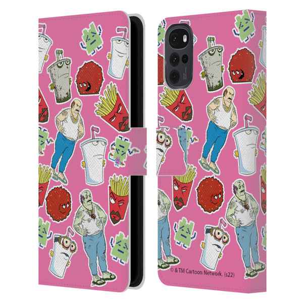 Aqua Teen Hunger Force Graphics Icons Leather Book Wallet Case Cover For Motorola Moto G22