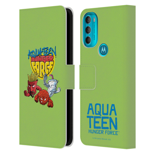 Aqua Teen Hunger Force Graphics Group Leather Book Wallet Case Cover For Motorola Moto G71 5G
