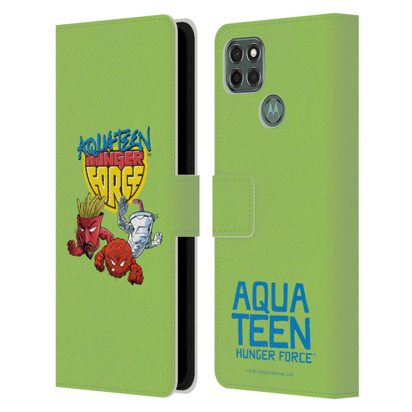 Aqua Teen Hunger Force Graphics Group Leather Book Wallet Case Cover For Motorola Moto G9 Power