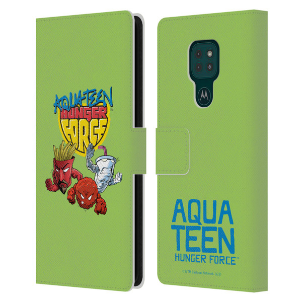 Aqua Teen Hunger Force Graphics Group Leather Book Wallet Case Cover For Motorola Moto G9 Play