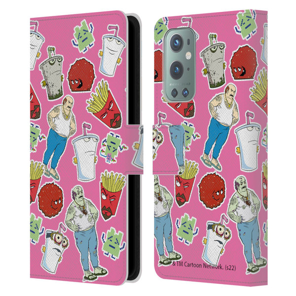 Aqua Teen Hunger Force Graphics Icons Leather Book Wallet Case Cover For OnePlus 9